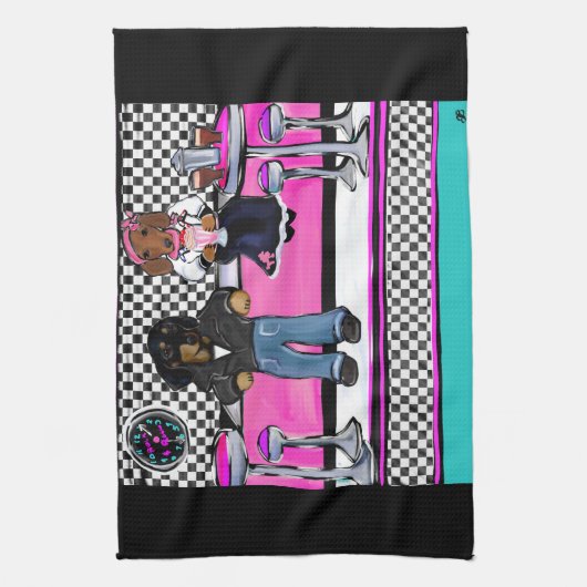 Doxie Rock en Roll Theedoek (Verticaal)