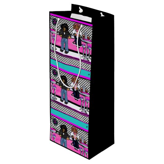 Doxie Rock en Roll Wijn Cadeautas (Achterkant Gekanteld)