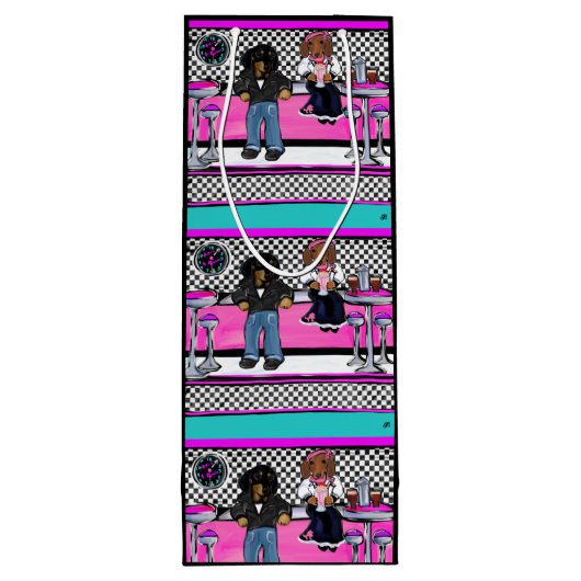 Doxie Rock en Roll Wijn Cadeautas (Achterkant)