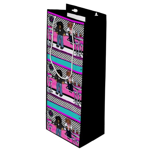 Doxie Rock en Roll Wijn Cadeautas (Voorkant Gekanteld)