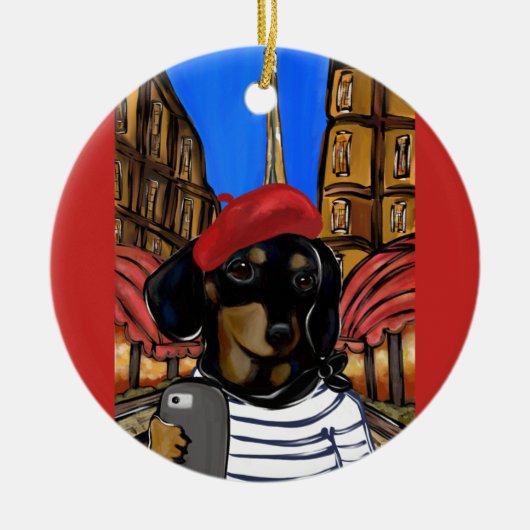 DOXIE SELFIE KERAMISCH ORNAMENT (Voorkant)