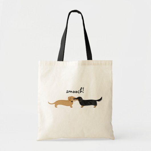 Doxie Smooch Cute Dachshund Cartoon Dogs Pets Tote Bag (Voorkant)