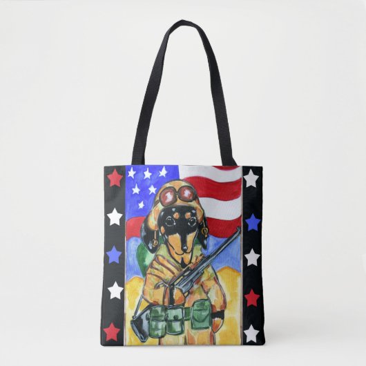 Doxie Soldaat Tote Bag (Voorkant)