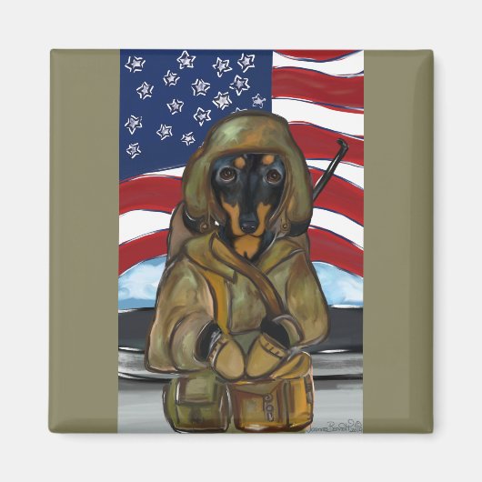 Doxie Soldier Magneet (Voorkant)