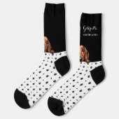 Doxie Teckel Dog Paw Print Zwart Wit Custom Sokken (Links)