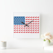 Doxie-USA-FLAG-for-Darks Vierkante Klok (Huis)