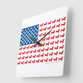 Doxie-USA-FLAG-for-Darks Vierkante Klok (Hoek)