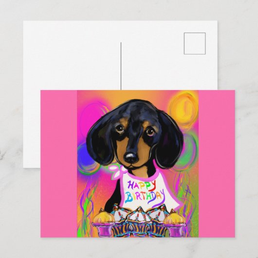 Doxie Verjaardag Briefkaart (Voorkant / Achterkant)