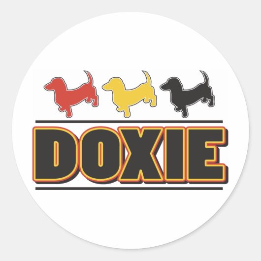 DOXIE-Word-KLEUR Ronde Sticker (Voorkant)