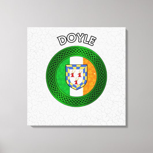 Doyle Crest en Celtic Knot op Shamrock Canvas Afdruk (Voorkant)
