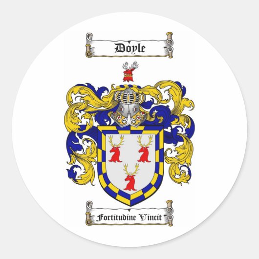 DOYLE FAMILY CREST - DOYLE WAPEN RONDE STICKER (Voorkant)