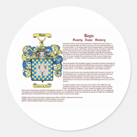 Doyle (geschiedenis) ronde sticker (Voorkant)