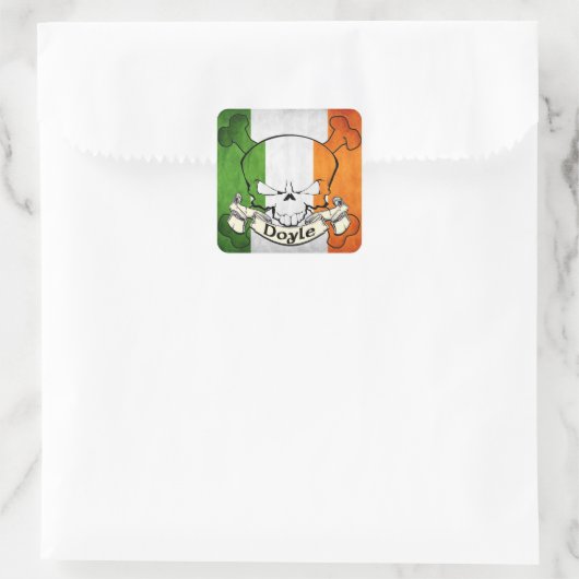 Doyle Irish Skull Vierkante Sticker (Tas)
