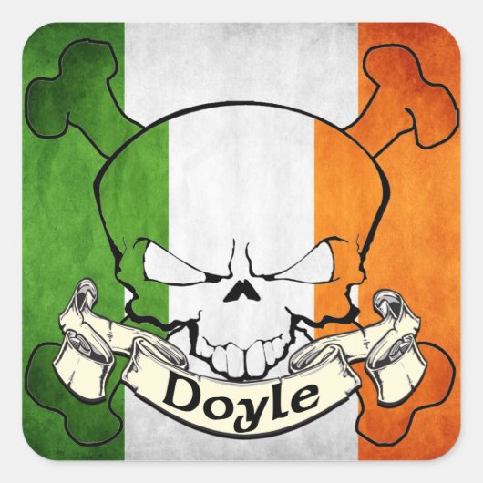 Doyle Irish Skull Vierkante Sticker (Voorkant)