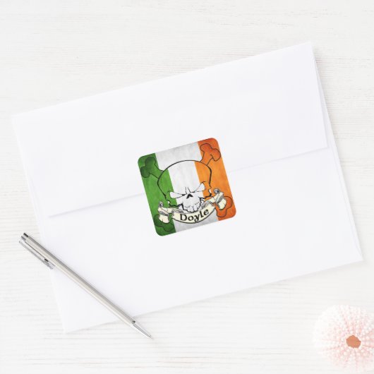 Doyle Irish Skull Vierkante Sticker (Envelop)