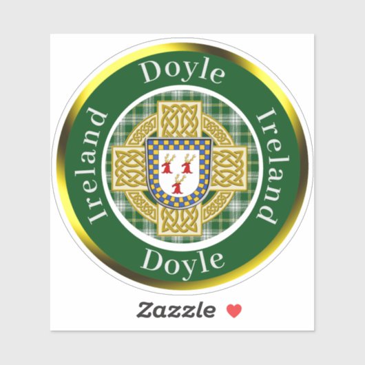 Doyle Shield & Celtic Cross gepersonaliseerd Sticker (Vel)