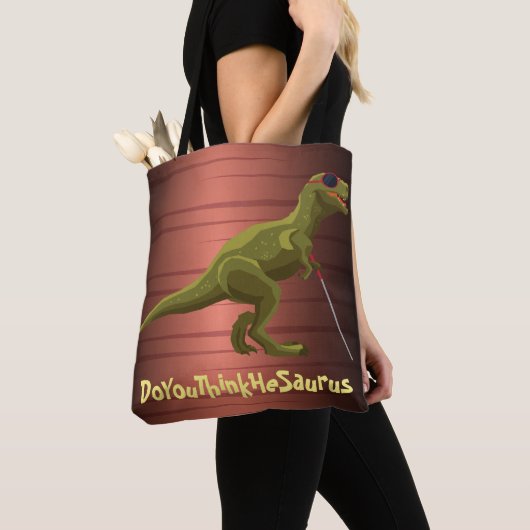 DoYouThinkHeSaurus Dinosaur Tote Bag (Dichtbij)