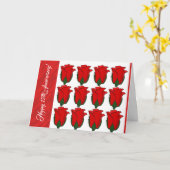 Dozen Red Roses Happy 12th Jubileum Kaart (Gele Bloem)