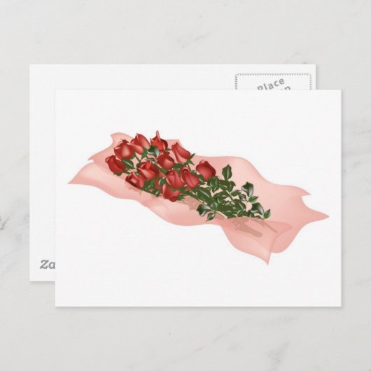Dozen rode rozen in papier briefkaart (Voorkant / Achterkant)