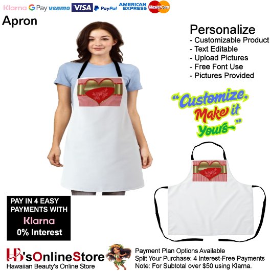 Dozen van Harten Print Schort met witte achtergron