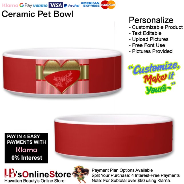Dozen van Hearts Keramische Pet Bowl Voerbakje (Boxes of Hearts Ceramic Feeding Mealtime Needs Pet Bowl.)