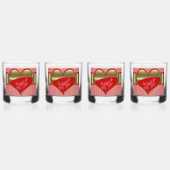 Dozen van Hearts Rock Glass Drinkware Set van 4 Whisky Glas (Achterkant)