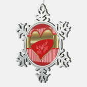 Dozen van Hearts Snowflake Framed Ornament (Rechts)