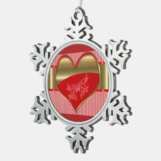 Dozen van Hearts Snowflake Framed Ornament (Rechts)