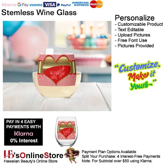Dozen van Hearts Stemless Wine Glass Wijnglas Zonder Voet