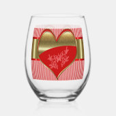 Dozen van Hearts Stemless Wine Glass Wijnglas Zonder Voet (Achterkant)