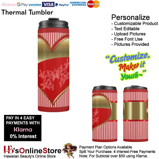 Dozen van Hearts Thermal Tumbler Thermosbeker