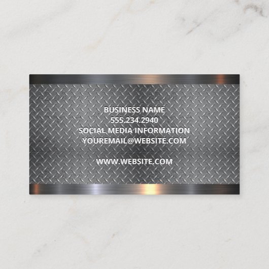 Dozer Arm | Gplaatst Stalen Metaal Trim  Zakkaartj Visitekaartje (Achterkant)