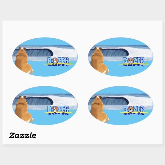 Dozer bedankt de oceaan. ovale sticker (Vel)