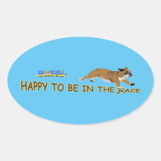 Dozer is blij om in de race te zijn! ovale sticker