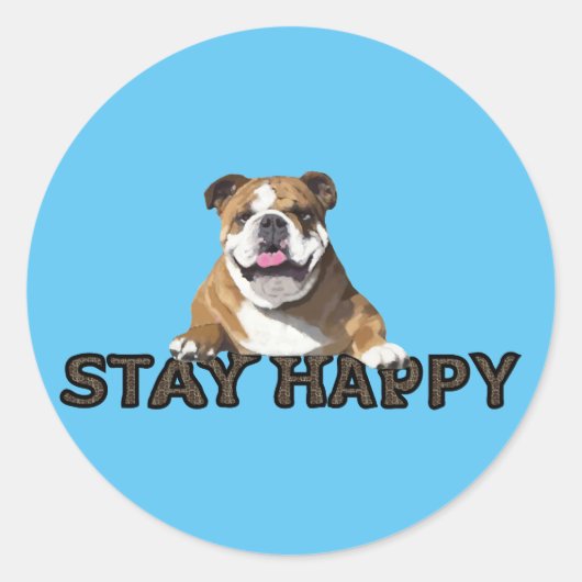 Dozer Surfs Stay Happy Stocker Ronde Sticker (Voorkant)
