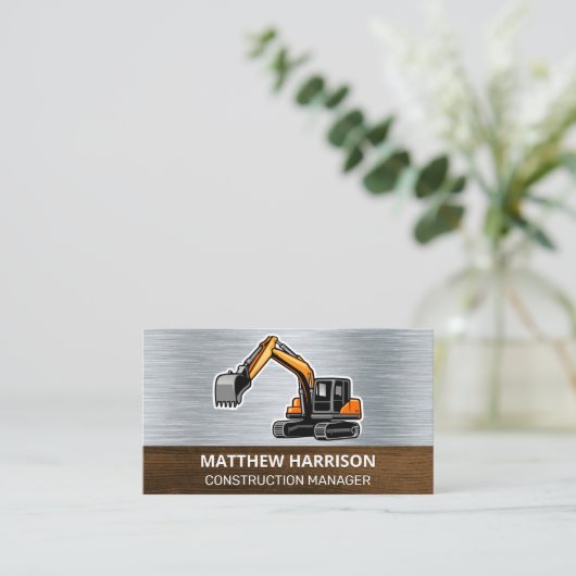 Dozer Vehicle | Metaalhout Visitekaartje (Staand voorkant)
