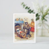 Dozing Cat en Baby Cat, Louis Wain Briefkaart (Staand voorkant)