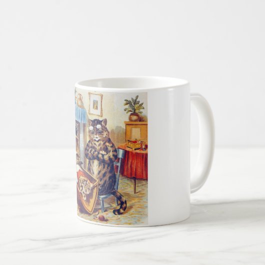 Dozing Cat en Baby Cat, Louis Wain Koffiemok (Voorkant rechts)