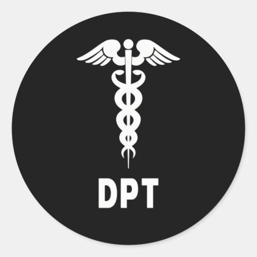 DPT Caduceus-symbool voor arts van fysiotherapie Ronde Sticker (Voorkant)