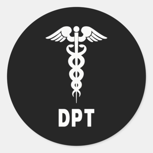 DPT Caduceus-symbool voor arts van fysiotherapie Ronde Sticker (Voorkant)