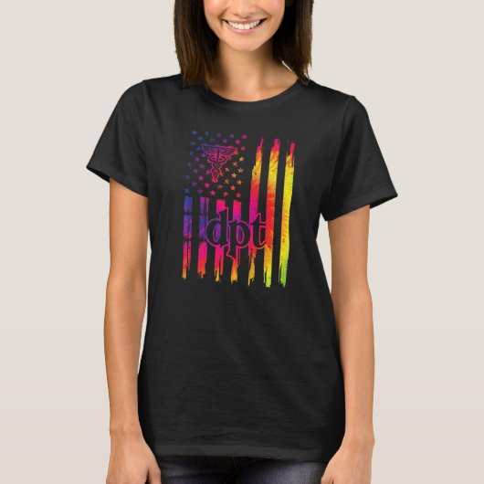 DPT US Flag Doctor of Physical Therapy Afstuderen T-shirt (Voorkant)