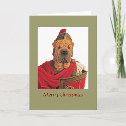 DR068 Shar Pei, Vrolijke Kerstmis Feestdagen Kaart (Voorkant)