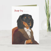 DR078 teckel, Stop bij. . . Feestdagen Kaart (Voorkant)