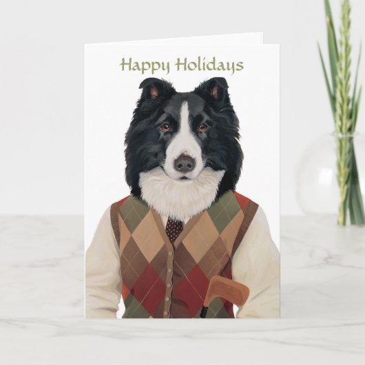 DR132 border collie, prettige feestdagen (plural:) Kaart (Voorkant)
