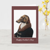 DR133 Borzoi (Russische Hond), Gelukkig Vaderdag Kaart (Gele Bloem)