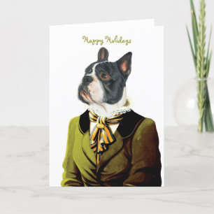 DR201 Boston Terrier, prettige feestdagen Kaart