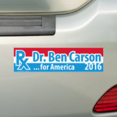 Dr. Ben Carson 2016 - Voorschrift voor Amerika Bumpersticker (Op auto)