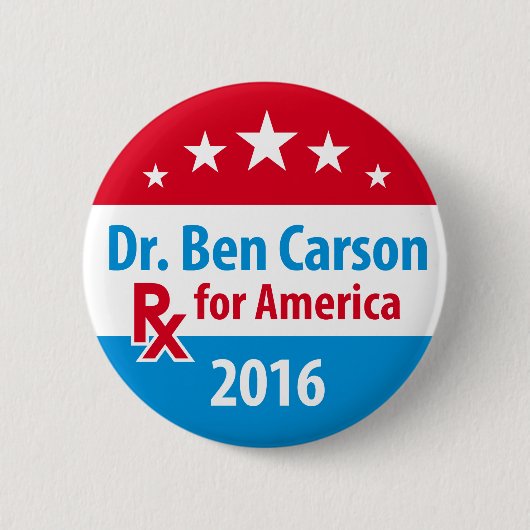 Dr. Ben Carson 2016 - Voorschrift voor Amerika Ronde Button 5,7 Cm (Voorkant)