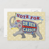 Dr. Ben Carson President 2016 Republican Elephant Briefkaart (Voorkant / Achterkant)