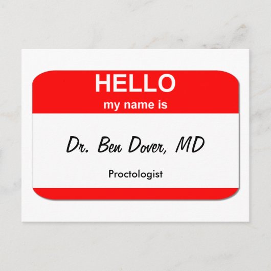 Dr. Ben Dover, MD Briefkaart (Voorkant)